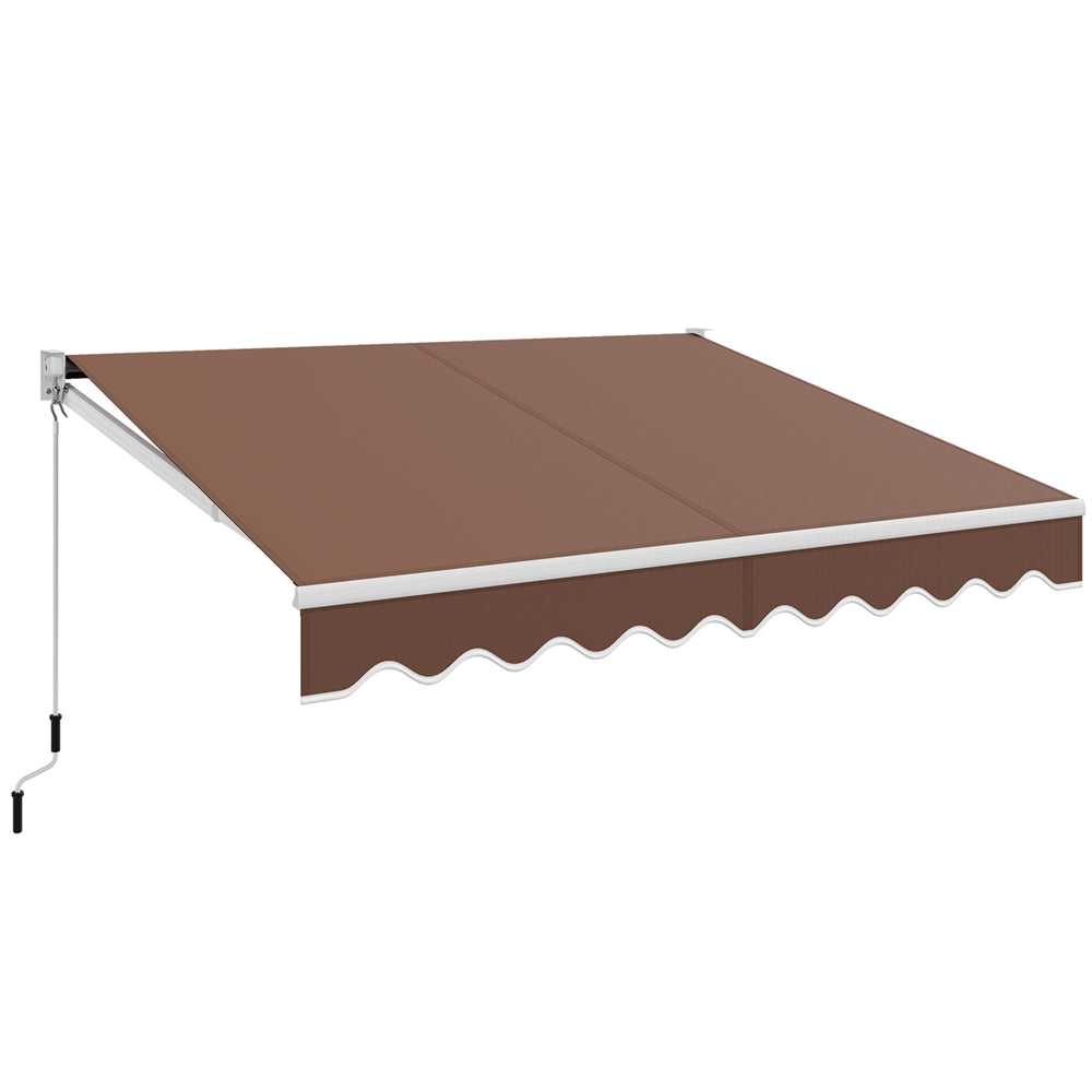 Retractable 10' x  8' Crank Handle Patio Awning - Awning- Coffee