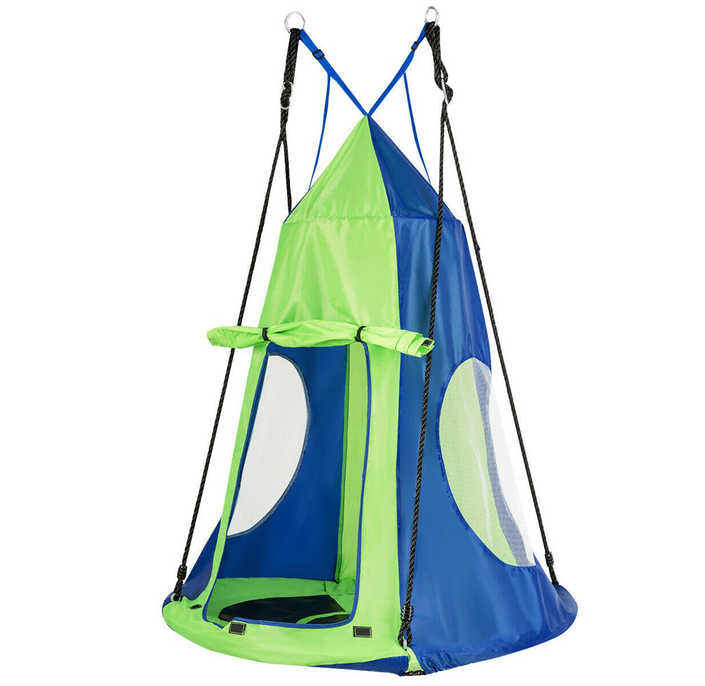 Kids' 40-Inch Hanging Chair Tent Swing  - Green