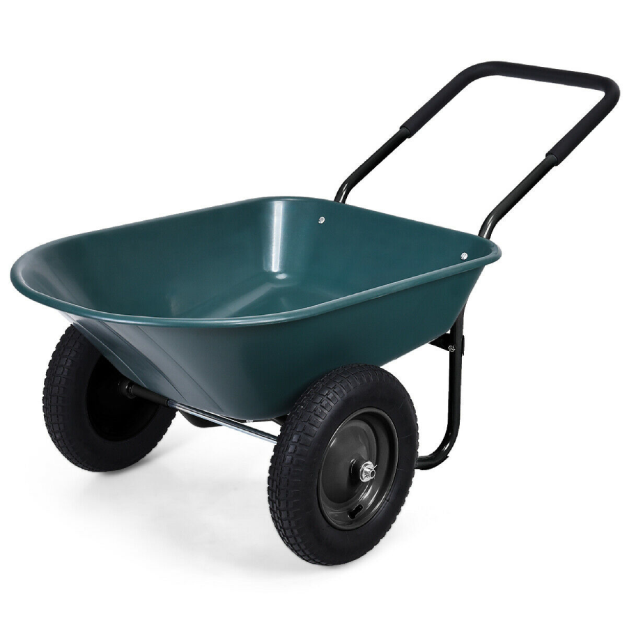 Heavy-Duty 2-Tire Wheelbarrow - Green