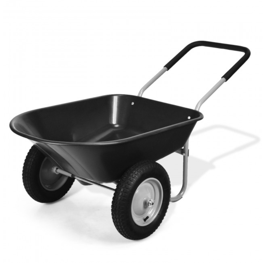 Heavy-Duty 2-Tire Wheelbarrow - Black