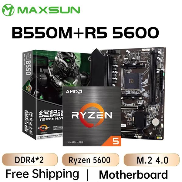 MAXSUN AMD B550M with Ryzen 5 5600 CPU Motherboard Set 6 Core 12 Thread PCIE4 for Desktop Computer Gaming Motherboard Combo