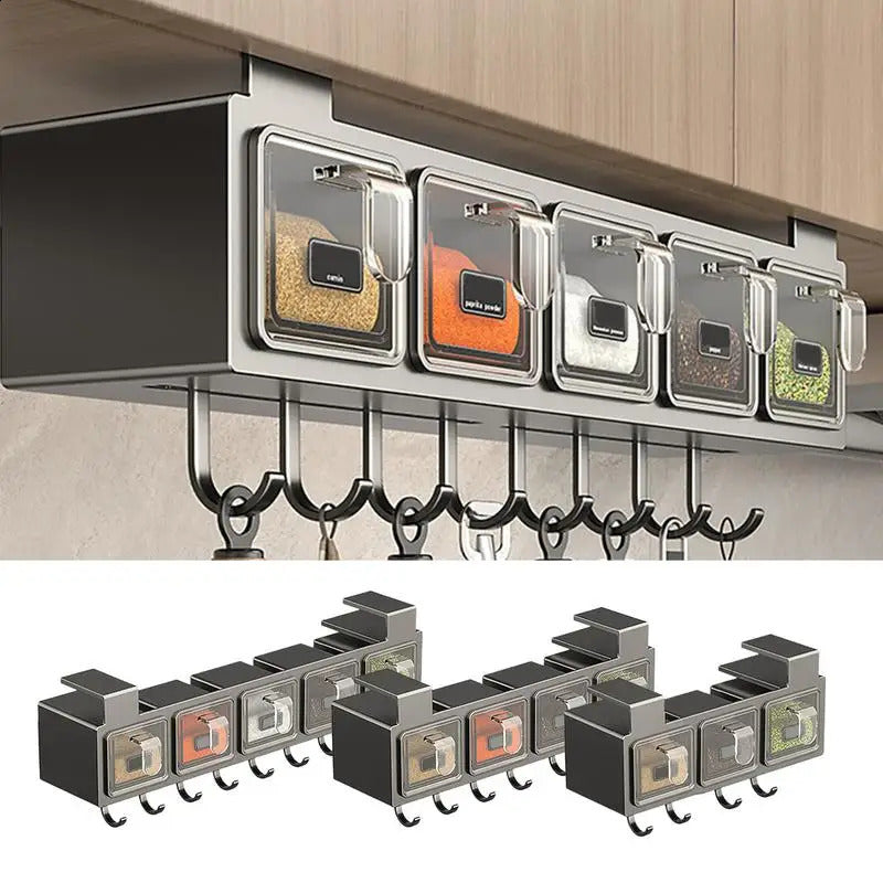 Top container wall mounted seasoning box set sugar and salt spice with spoon kitchen organizer supplies 240828