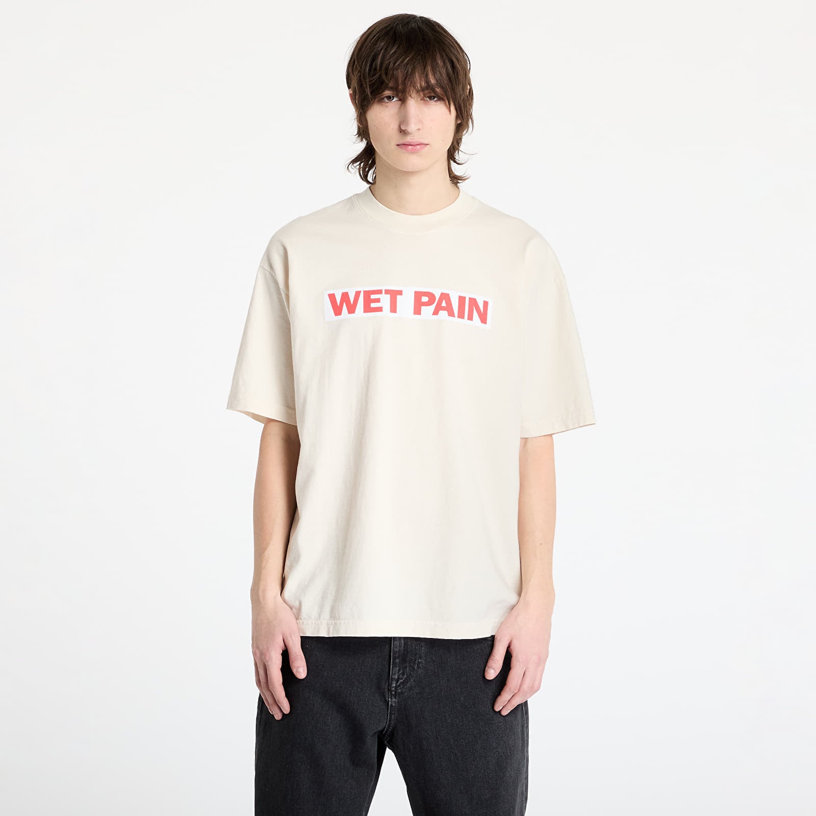 T-skjorte PLEASURES Wet Pain T-Shirt Cream M