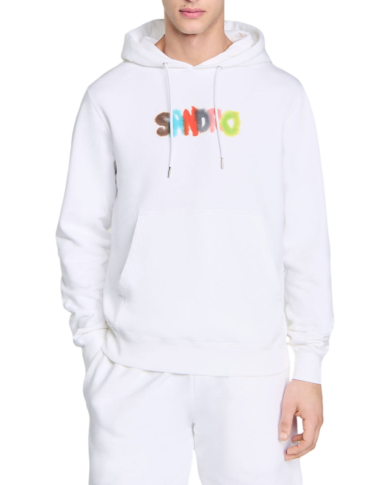 Sandro Arty Watercolor Logo Print Hoodie 