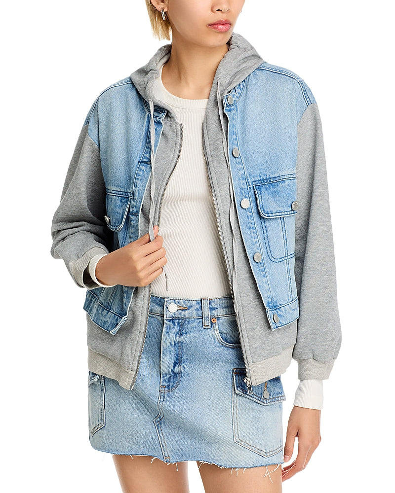 Blanknyc Multi Media Denim Hoodie Jacket