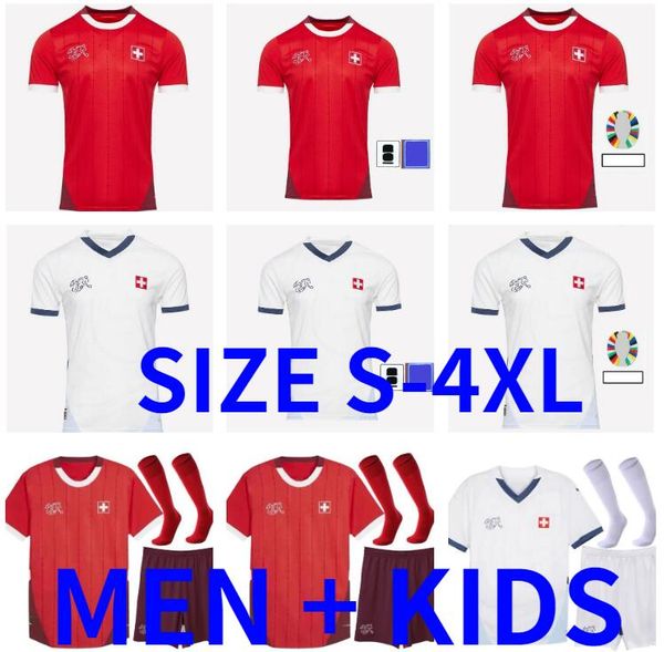 2024 Switzerland SEFEROVIC Soccer Jerseys 24 25 SWISS VARGAS Akanji National Team EMBOLO FREULER ZAKARIA Home Away White Football Shirts Uni