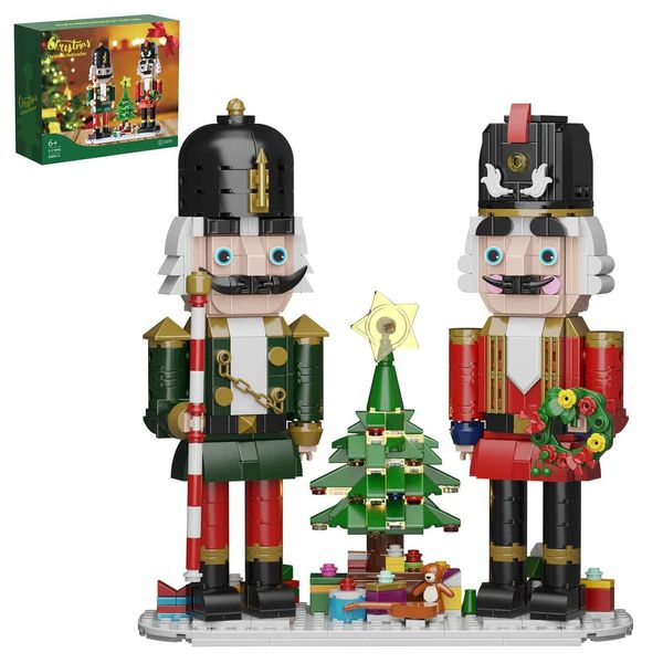Blocks 690 PCS 2in1 Christmas Nutcracker Building Block Set King and Soldier Model Toys with LED LightBoys and Girls Gifts Y241016656Z