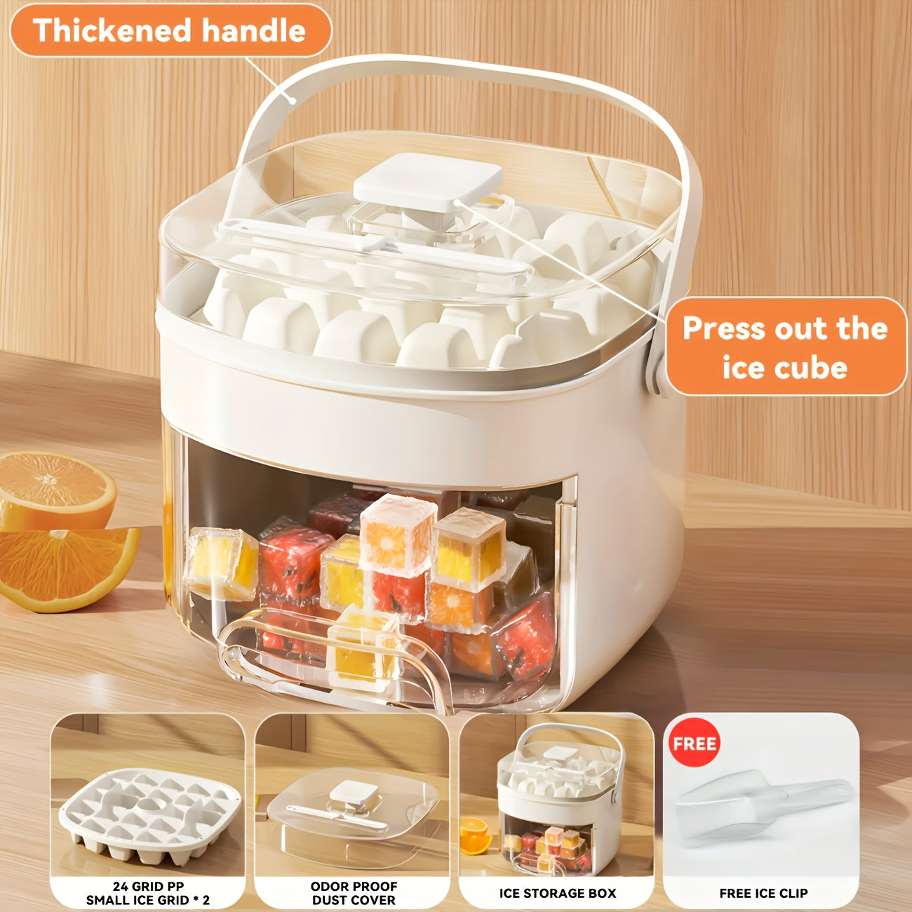 TEMU 48 Grid Ultra Large Capacity Ice Maker - Double-layer Press Type Ice Cube Mold, Food Grade Plastic Refrigerator Storage Tray, Suitable For