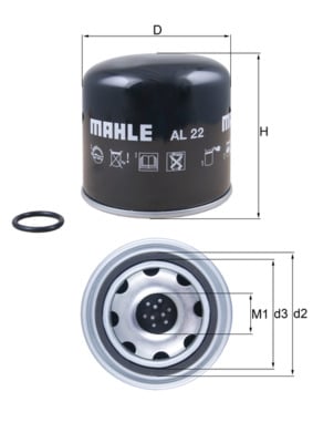 Air Dryer Cartridge, compressed-air system MAHLE ORIGINAL AL 22