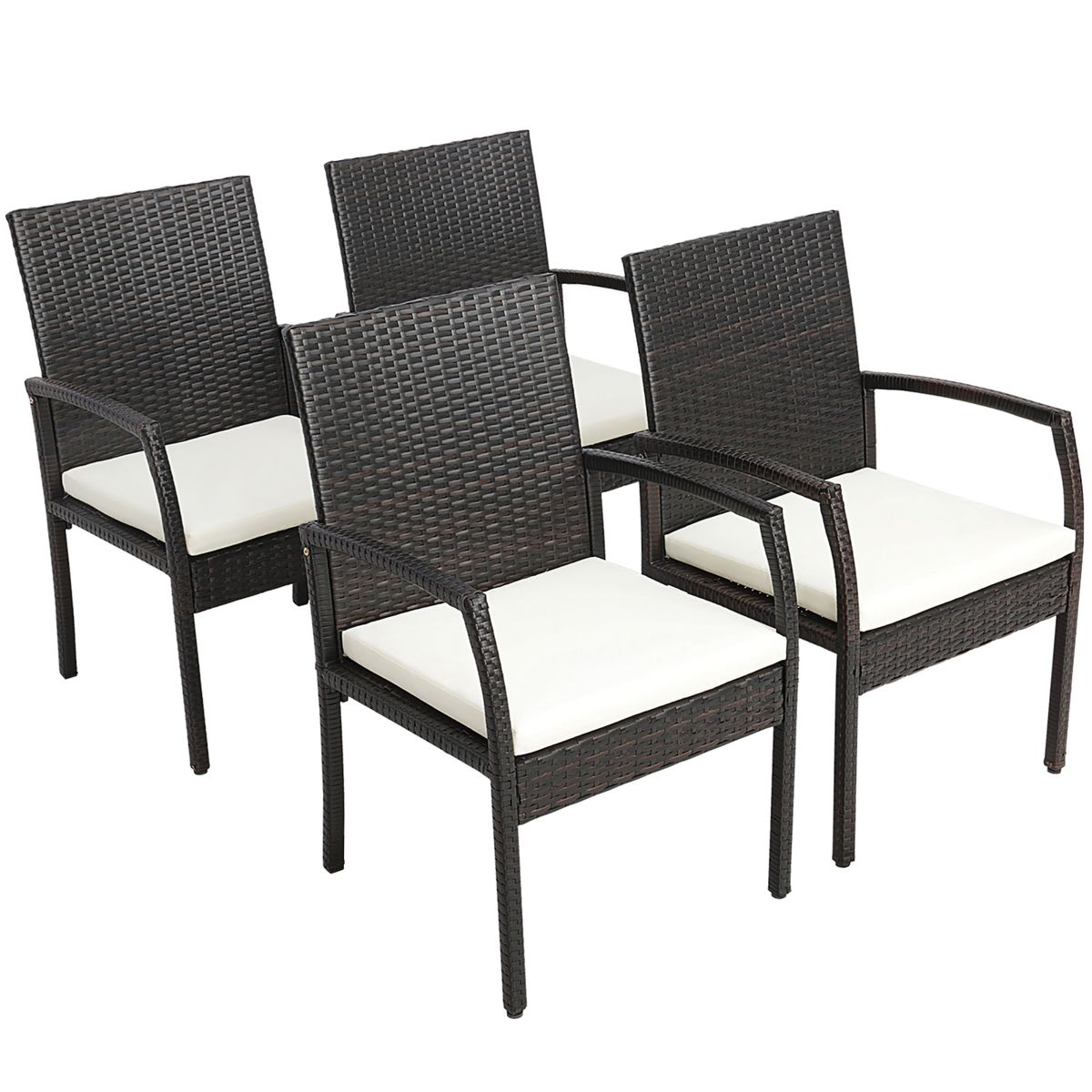 2- or 4-Piece Patio Wicker Dining Armchair Set with Soft Zippered Cushion - 4PCS Wicker Dining Chairs
