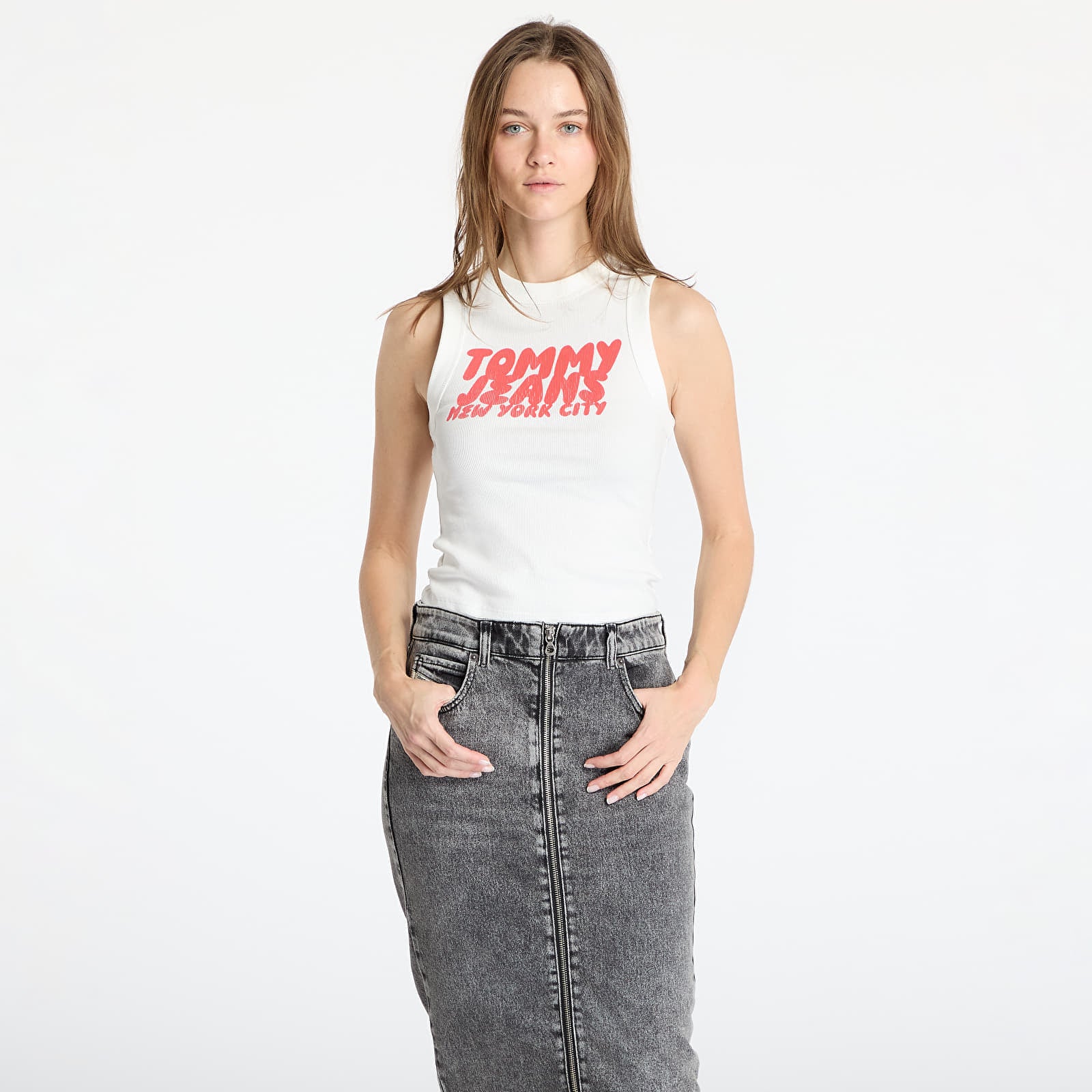 Tank top Tommy Jeans Slim Sh Tj Bubble Tee White M