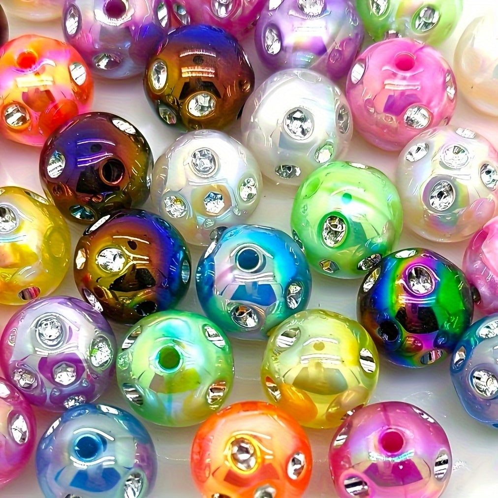 TEMU 60 16mm Colored Synthetic Beads-rainbow Shiny Round Beads, Suitable For Jewelry, Bracelets, Necklaces And Pen Bead Craft Projects, Beads For