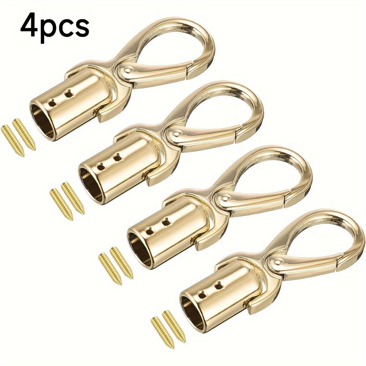 TEMU 4pcs Sparkling Metal Cord End Caps For Diy Tassel Jewelry & Bag Strap Crafting, 0.55" Barrel Beads