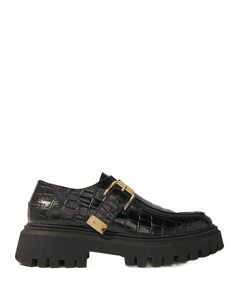 Maje Women's 124 Ferbie Buckled Platform Flats