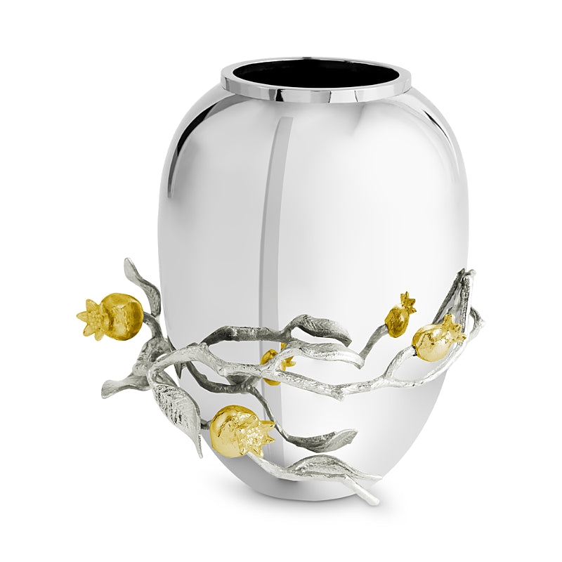 Michael Aram Pomegranate Silver and Gold Medium Vase