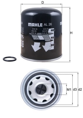 Air Dryer Cartridge, compressed-air system MAHLE ORIGINAL AL 26