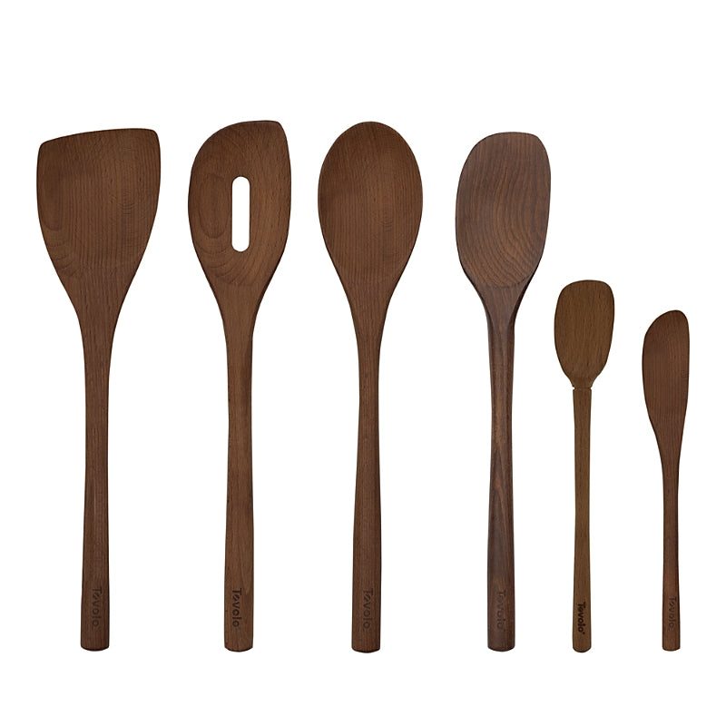 Tovolo Red Beechwood 6 Piece Utensil Set