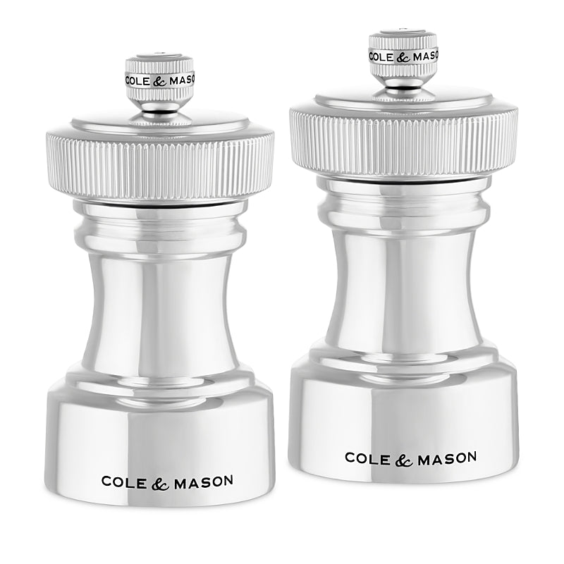 Cole & Mason Hoxton 4 Silver Plated Salt and Pepper Mill Set