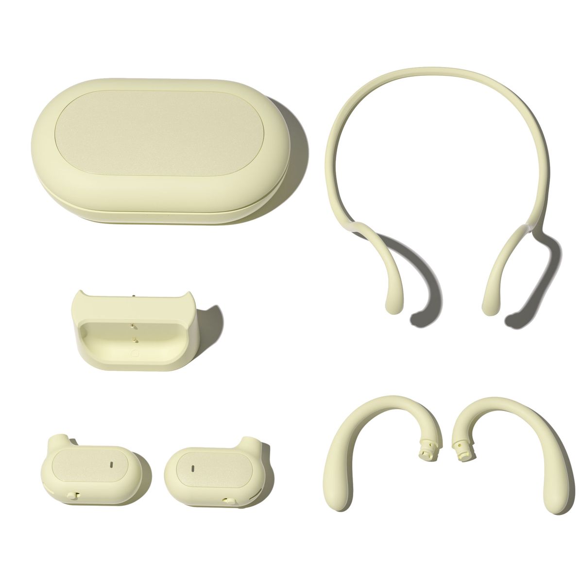 Wireless Earbuds with Interchangeable Neckband and Earhook  - Beige