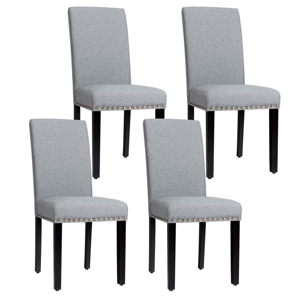 Fabric Dining Chairs with Nailhead Trim (Set of 4) - Light Grey