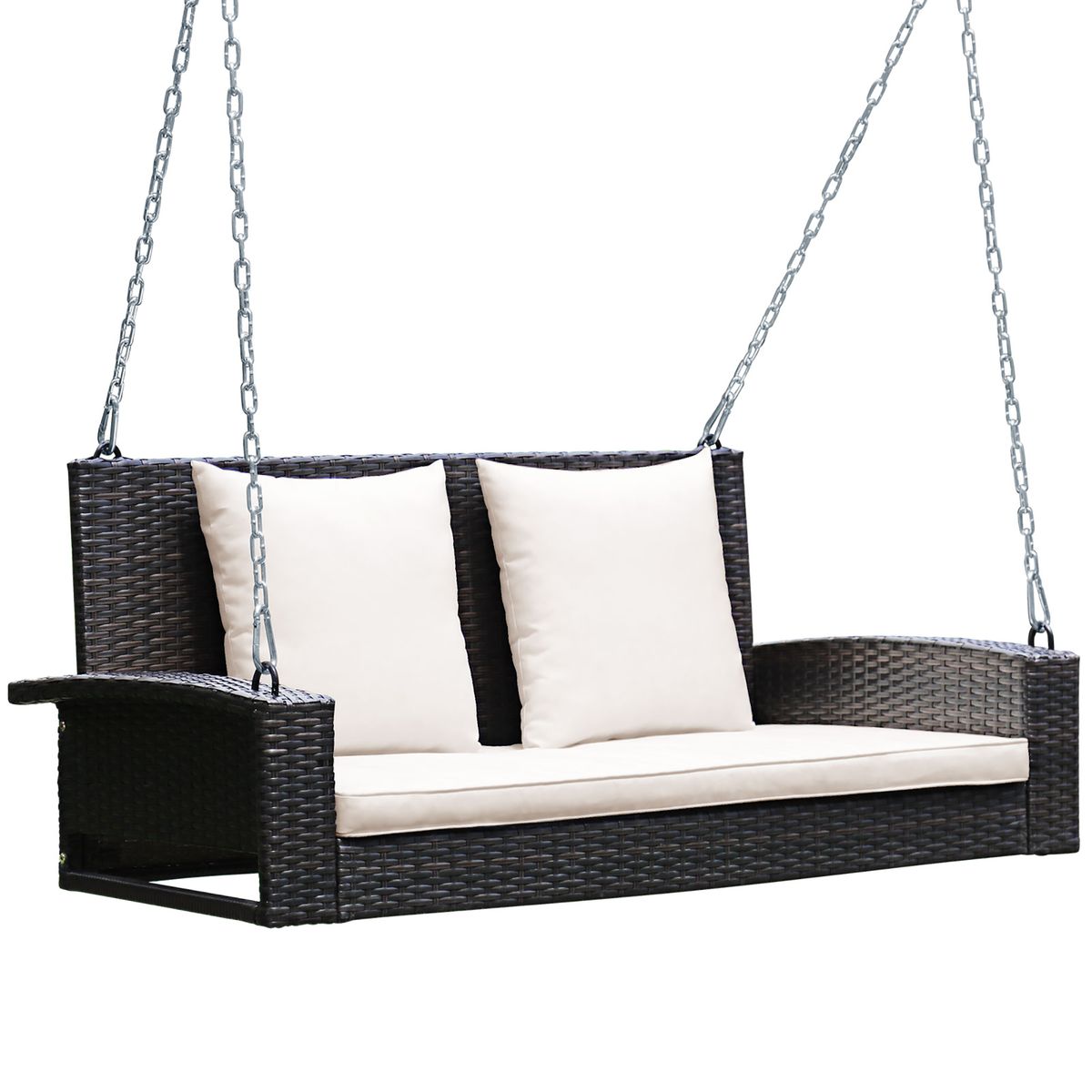2-Person Rattan Porch Swing - Beige