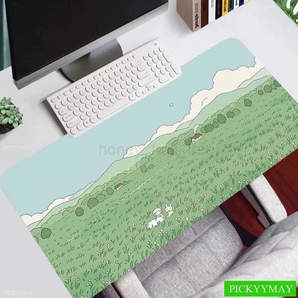 Cute Plant Grass Speed Locking Edge Large Natural Rubber Mouse Pad Waterproof Game Desk Mousepad Keyboard Cute Mat Mause PadM240802