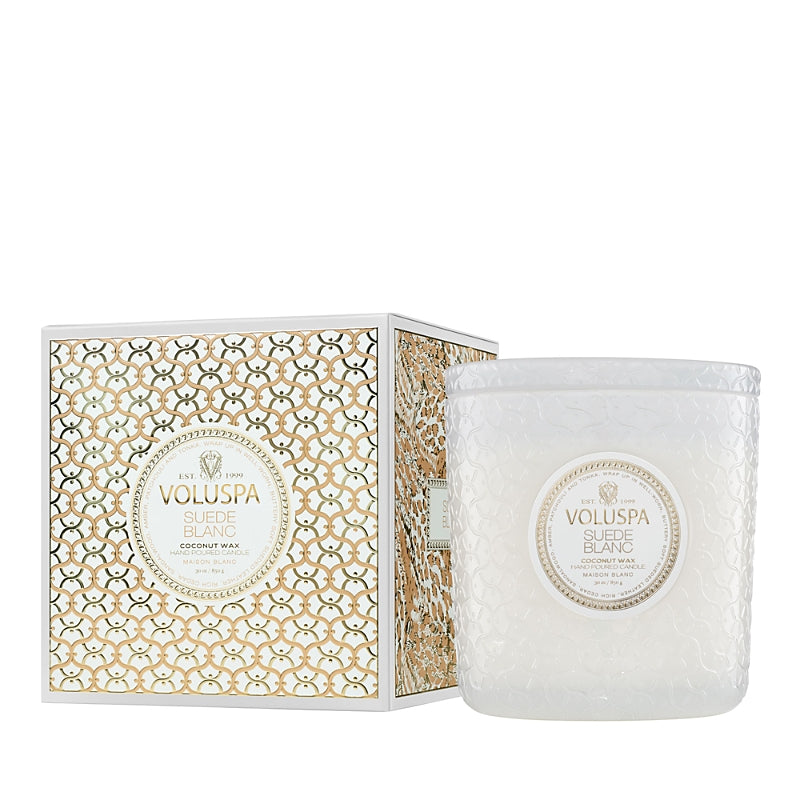 Voluspa Suede Blanc Boxed Luxe Candle 30 oz.
