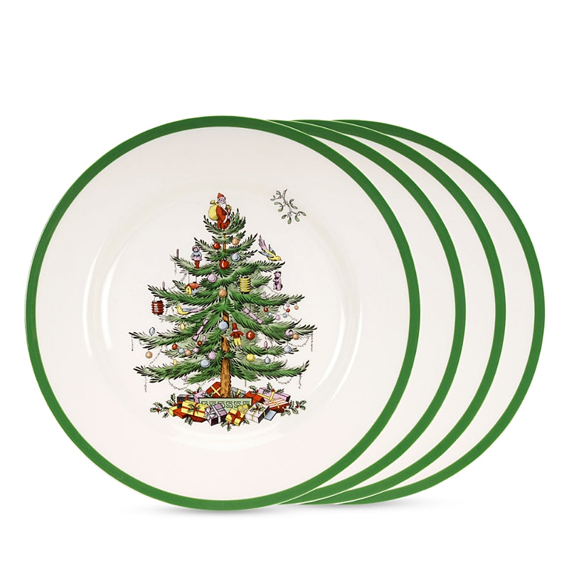 Spode Christmas Tree Dinner Plates, Set of 4