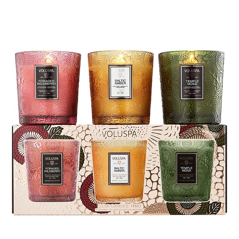 Voluspa Restoration Demi Trio 5 oz. Candle Gift Box, Set of 3