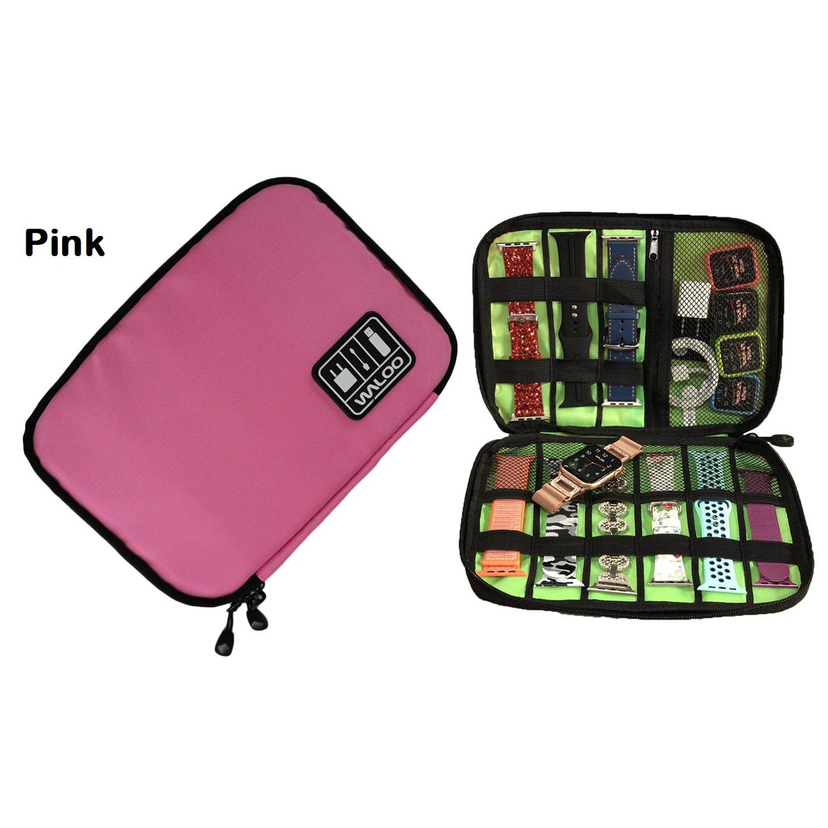 Portable Travel Bag for Cellphone and Electronics Accessories - Pink