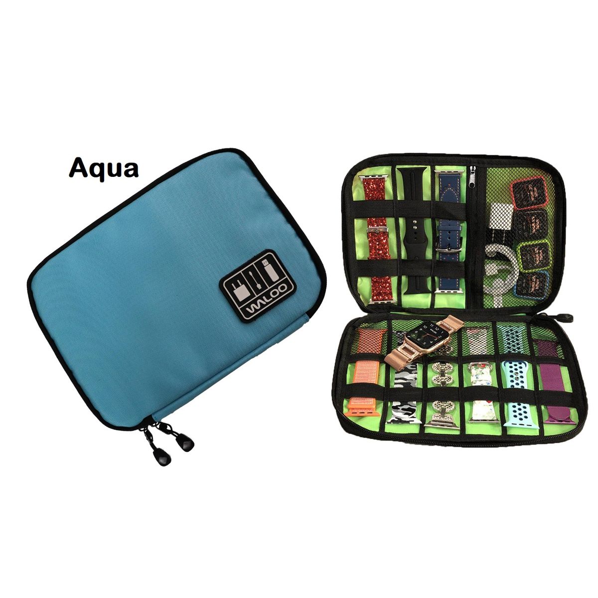 Portable Travel Bag for Cellphone and Electronics Accessories - Aqua