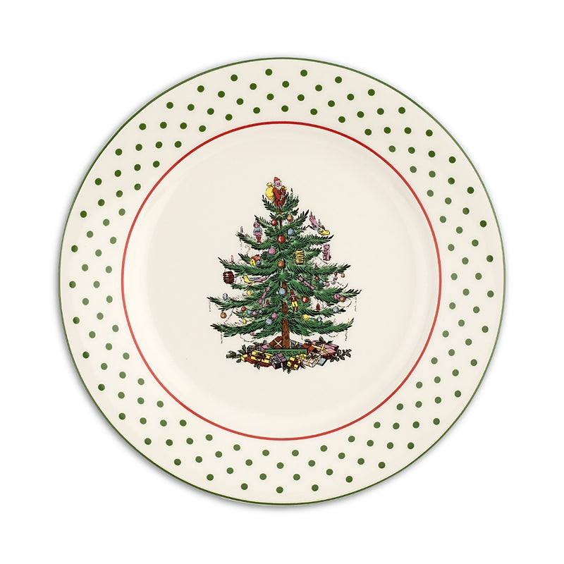 Spode Christmas Tree Polka Dot Dessert Plates, Set of 4