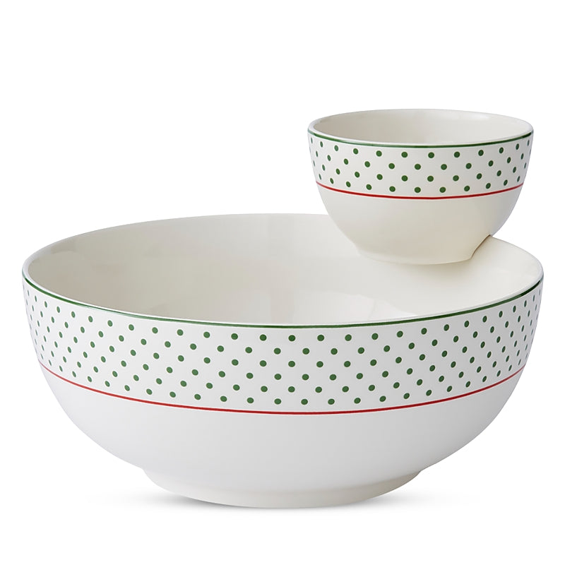Spode Christmas Tree Polka Dot Tiered Chip 'n Dip