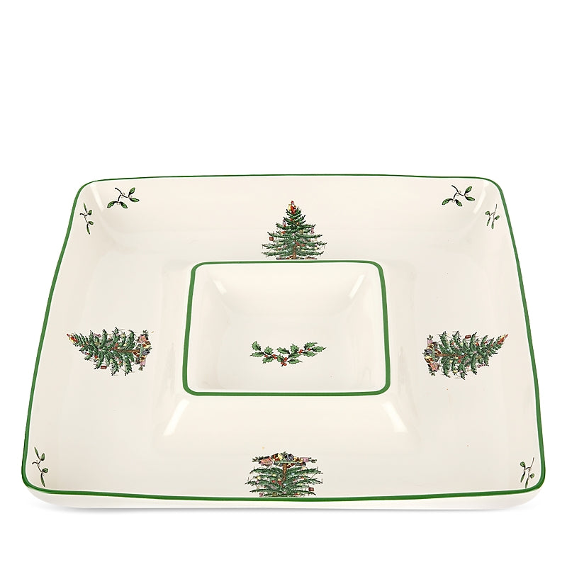 Spode Christmas Tree Square Chip 'n Dip Tray