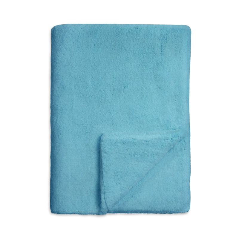Aqua Double Sided Rex Rabbit Faux Fur Throw - Exclusive