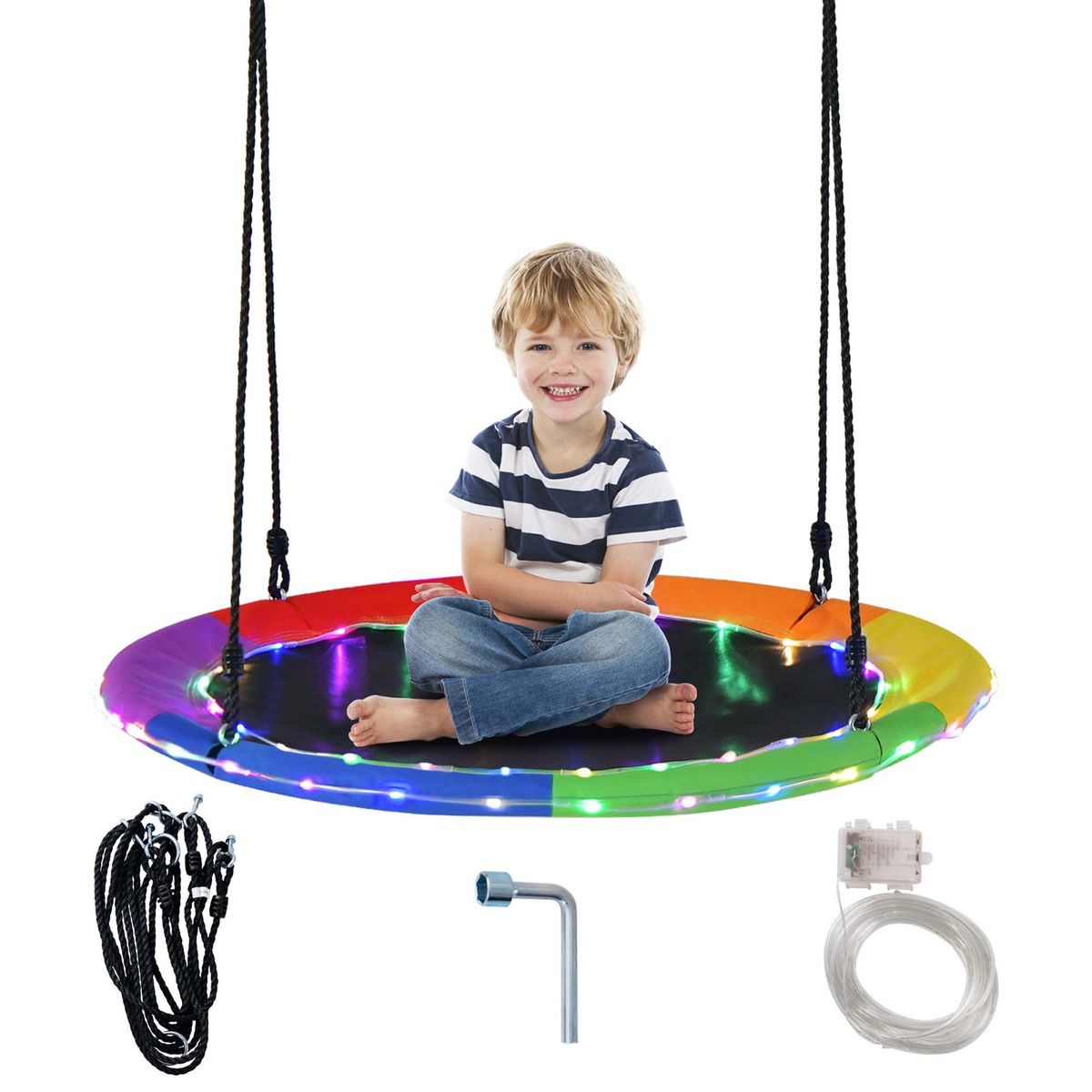 40'' Saucer Tree Swing LED Lights  - Swing Rainbow Color
