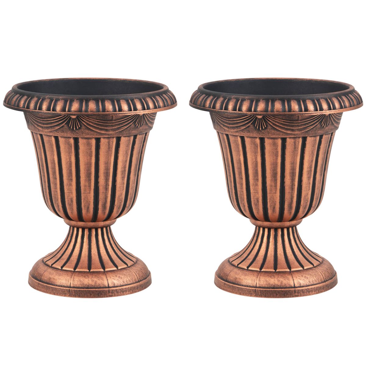 18" Tall Vintage Planter Set with Pedestal Base (2- or 4-Piece) - Bronze- 2-Piece