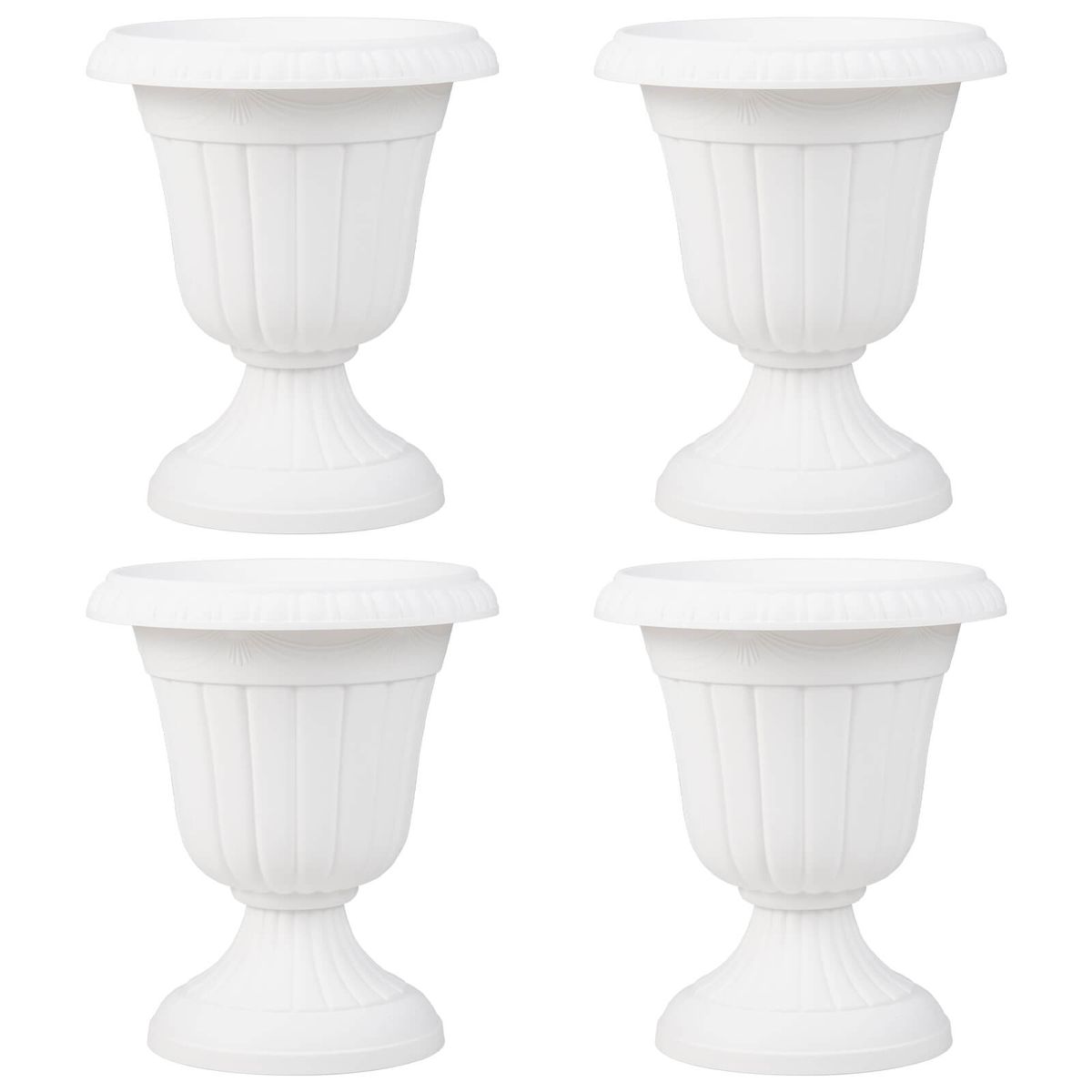 18" Tall Vintage Planter Set with Pedestal Base (2- or 4-Piece) - White, 4-Piece