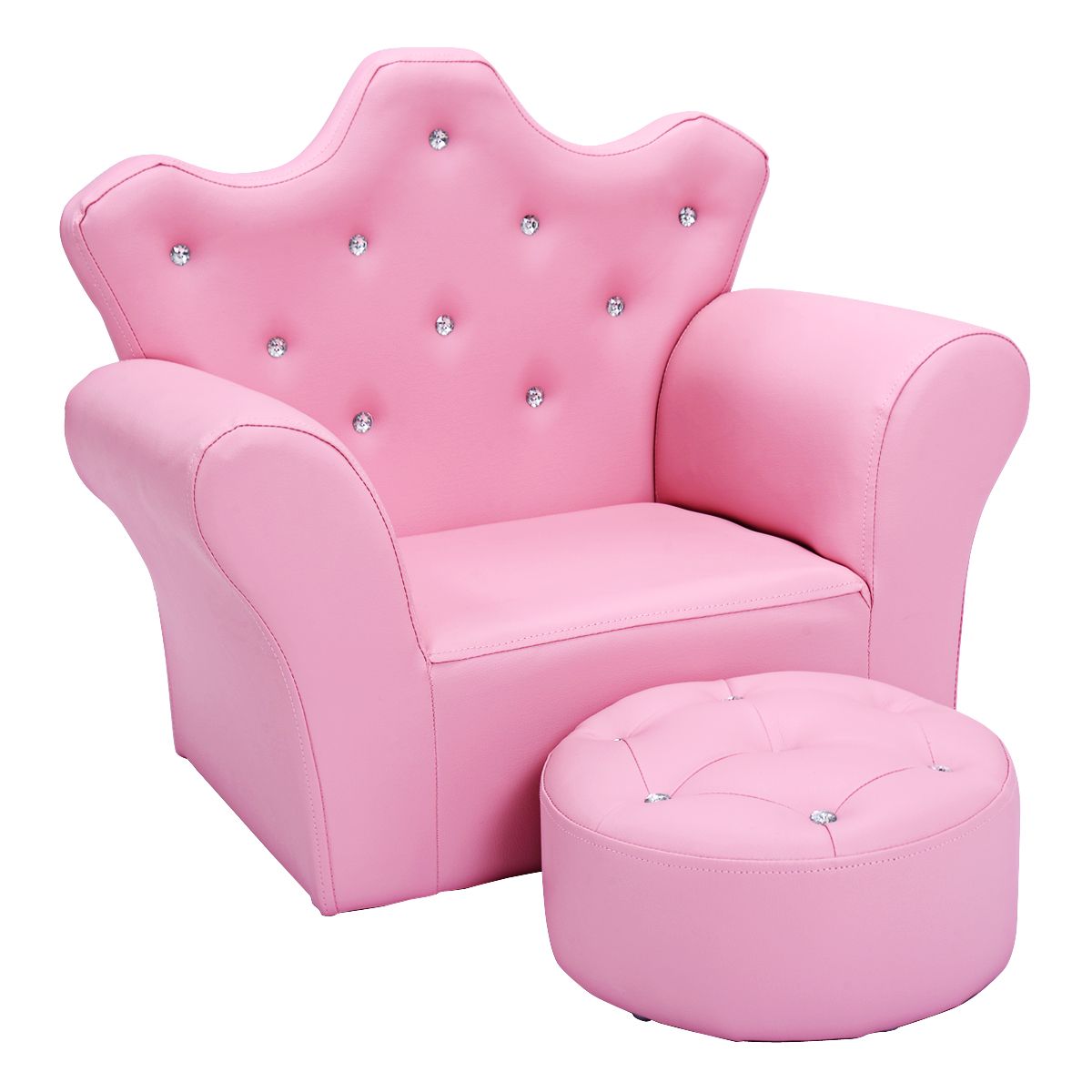Kids Princess Sofa Armchair with Ottoman - Pink
