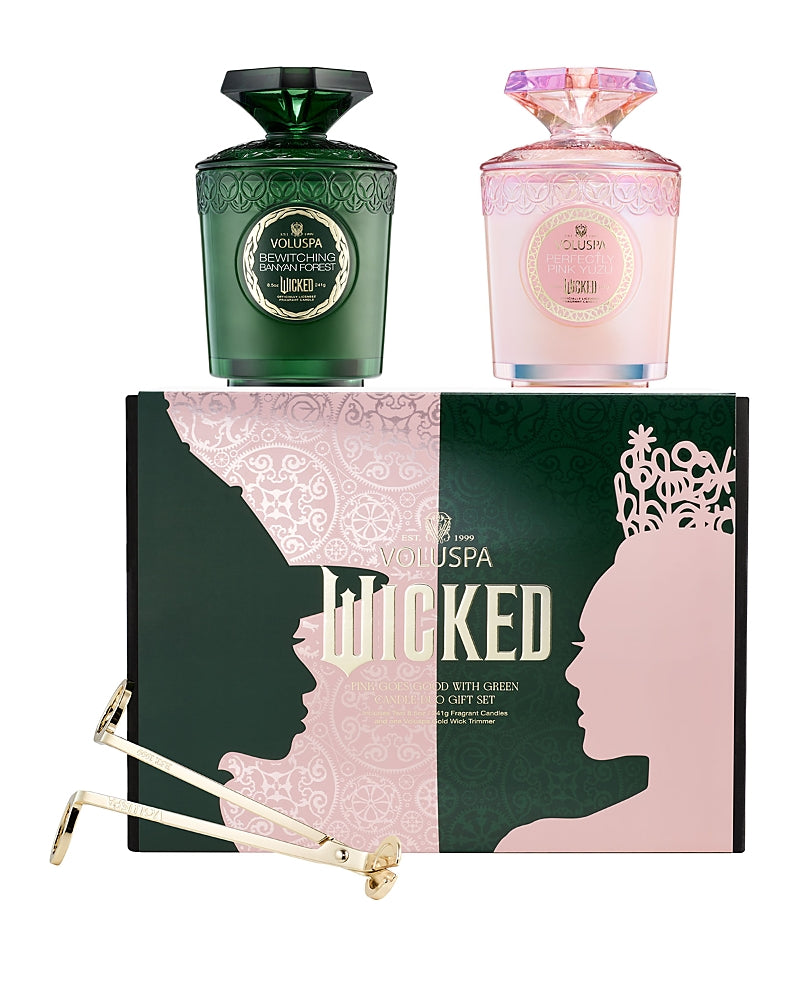 Voluspa Limited Edition Wicked Pink Goes Good with Green Candle Duo Gift Set