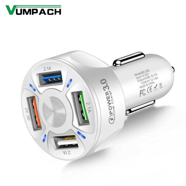 Vumpach Mini Car Charger 4-port USB 48W Fast 7A Fast Charging Suitable for iPhone 11 Xiai Mobile Phone Charger Adapter Car Y241106