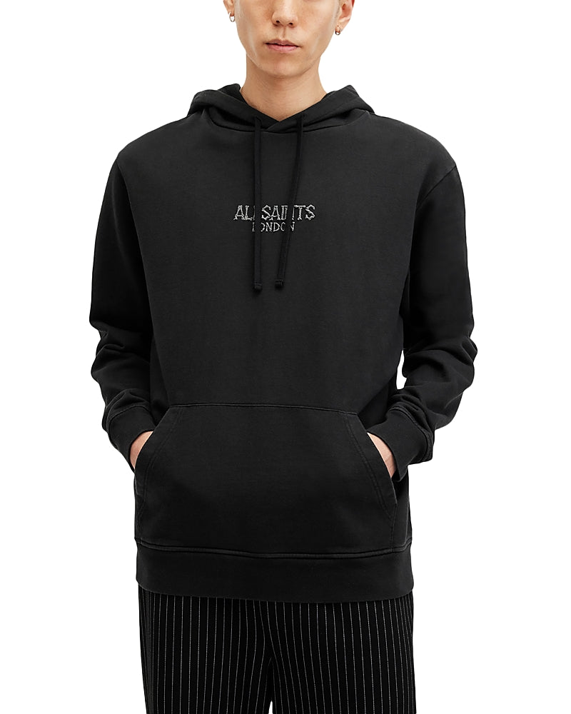 Allsaints Bones Cotton Logo Embroidered Hoodie