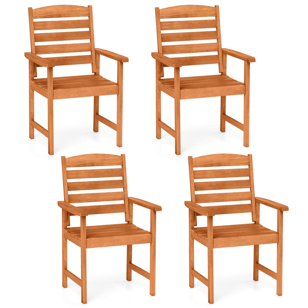 Patio Chairs with Inclined Backrests (Set of 2 or 4) - 4-Piece