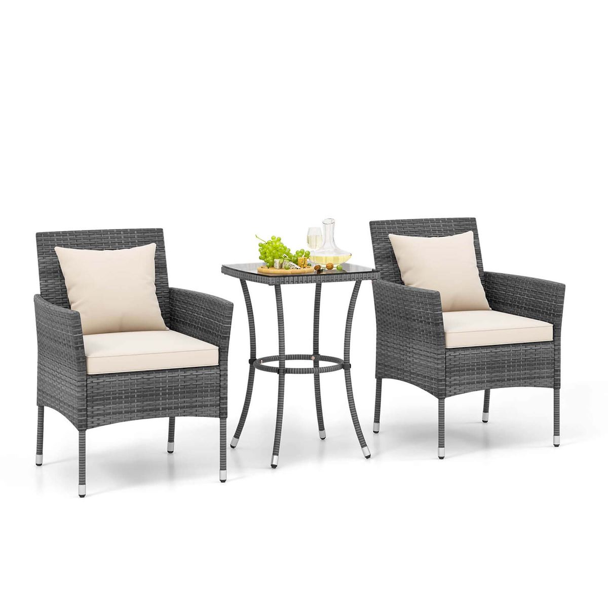3-Piece Cushioned Patio Furniture Set - Off-White