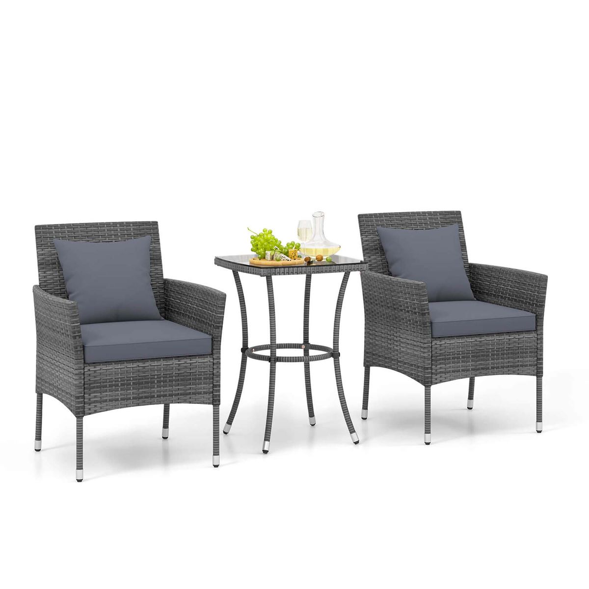 3-Piece Cushioned Patio Furniture Set - Gray
