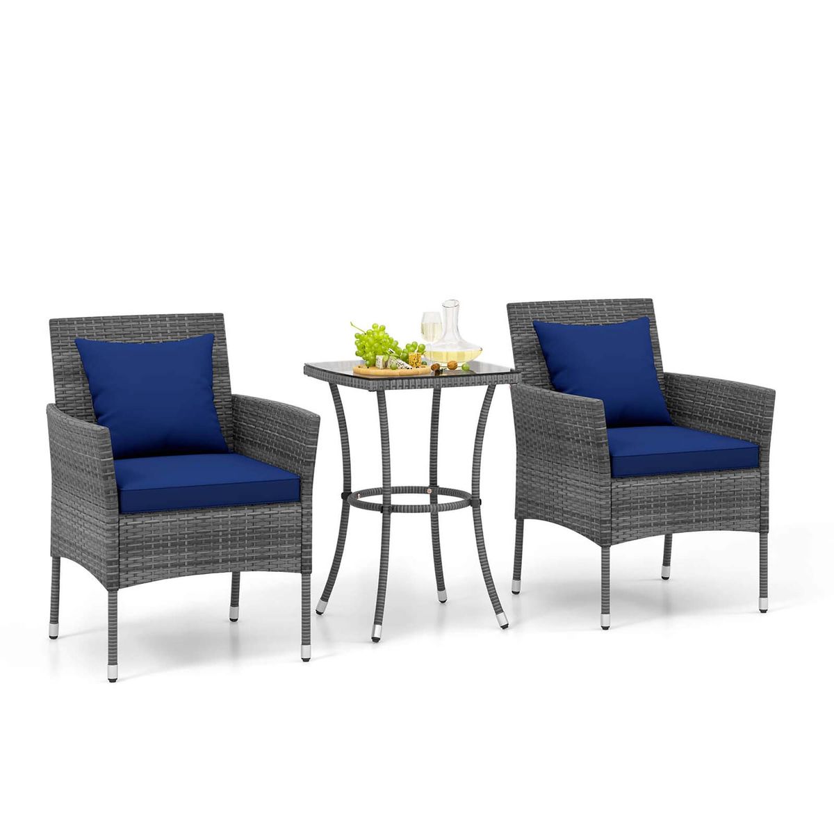 3-Piece Cushioned Patio Furniture Set - Navy