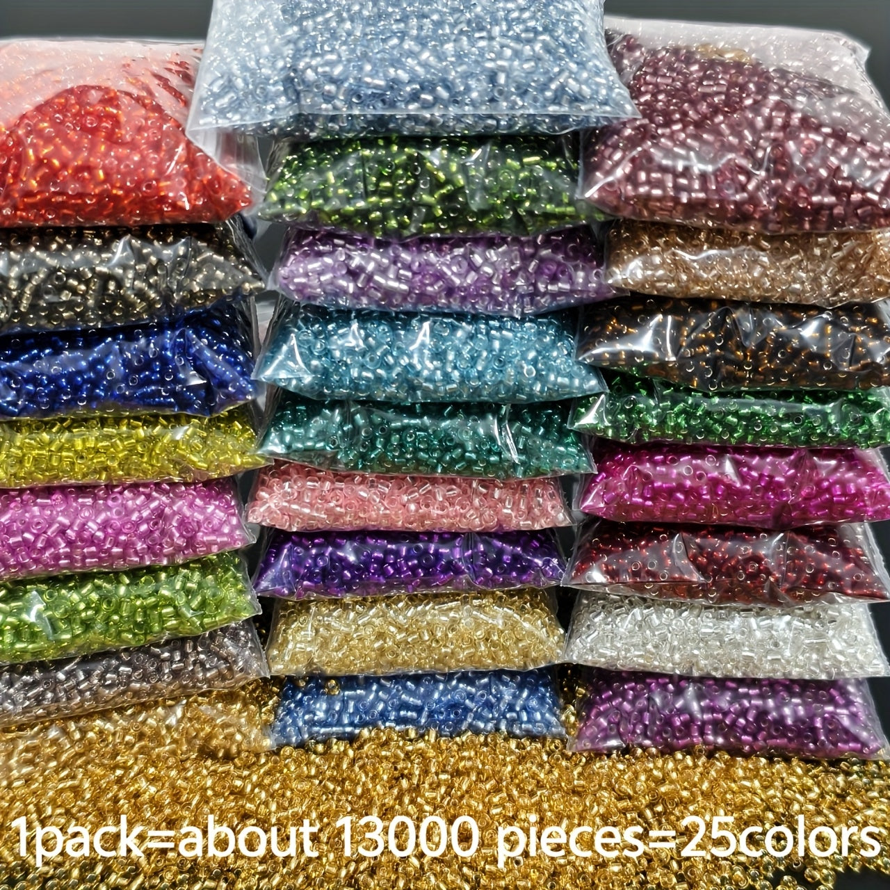 TEMU 13000pcs 2mm Silvery Filled Glass Seed Beads, 25 Vibrant Colors, High Beads For Making, Bracelets, Necklaces And Accessories - Craft Materials
