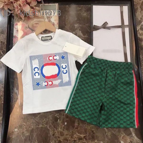 DHgate luxury designer brand baby children&#039;s clothing set classic brand clothing set boys and girls summer short sleeved letter shorts