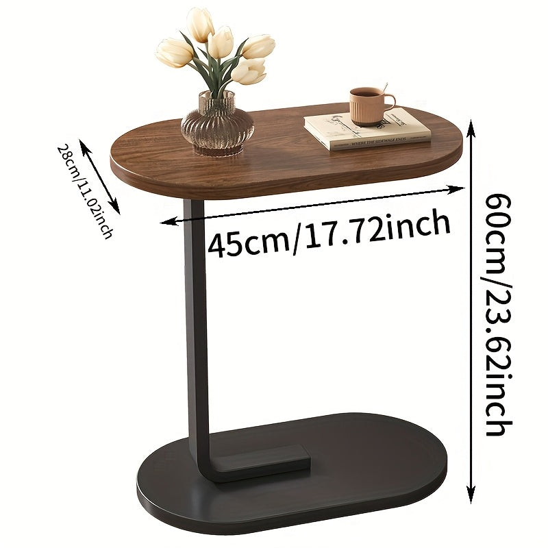 TEMU Modern Elliptical Office Desk And Workstation With A Wooden Tabletop And Metal Base - Multifunctional Side Desk Suitable For Office Decoration.