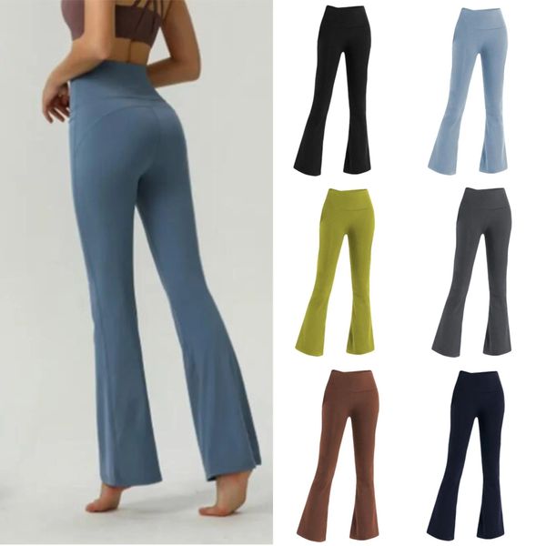 High Waist Yoga 5A quality Groove Bell-bottoms Leggings Women Push-up 25&#039;&#039; Soft Align Elastic Hip Lift T-shaped Sports Pants Runni